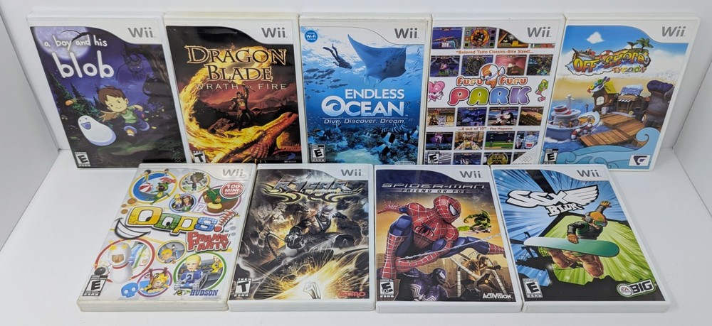 Nintendo Wii White Console GameCube Compatible Bundle w/ 10 Games - Tested!