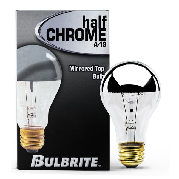 Bulbrite  A19 Medium Screw Base (E26) Light Bulb, 60 Watt, Half Chrome