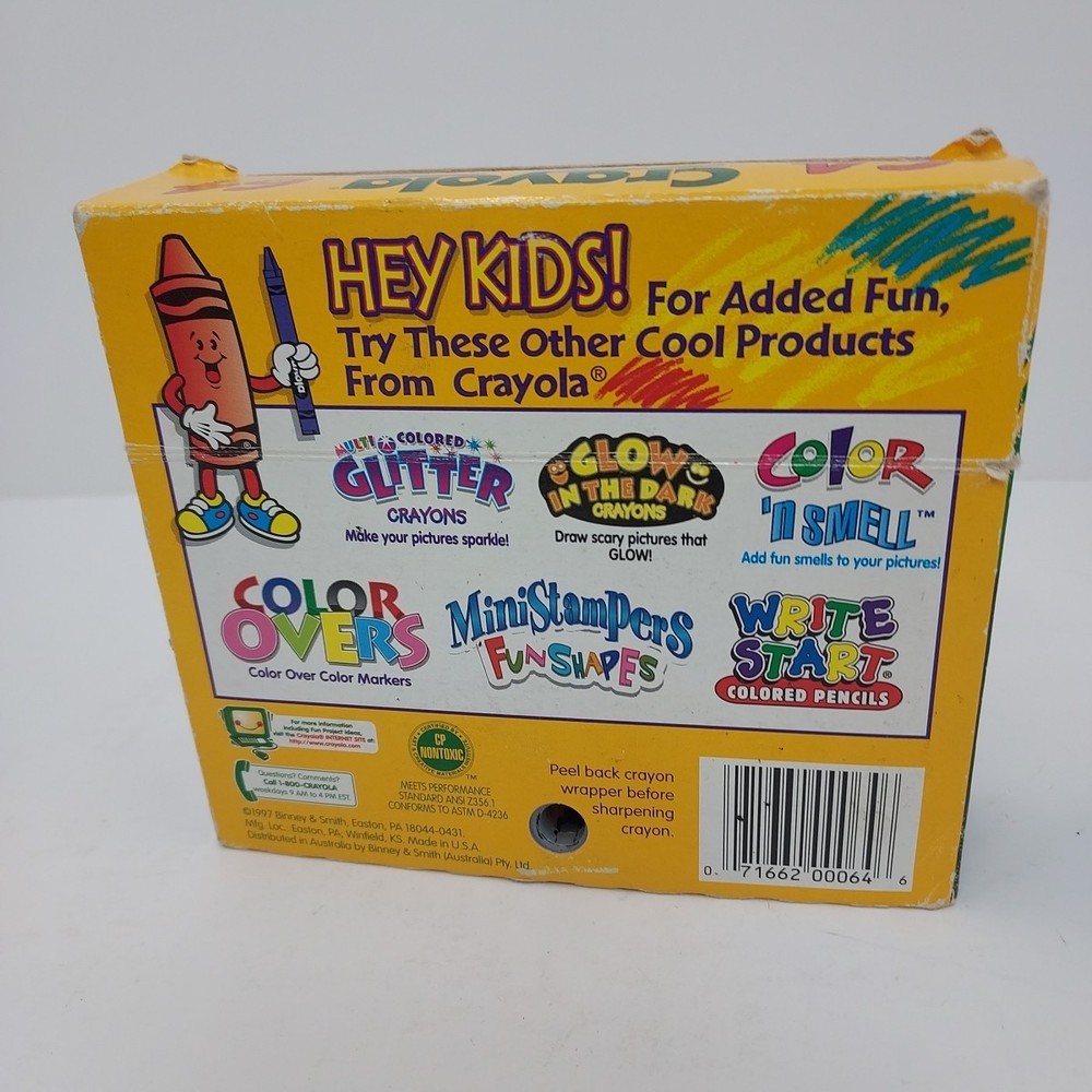 1997 Crayola 64 Box Crayons With Sharpener