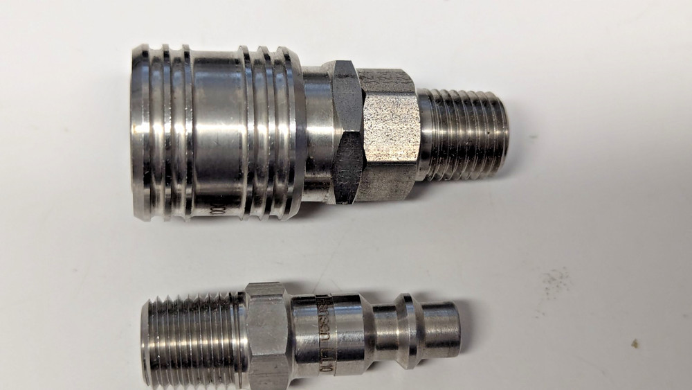 Hansen 1/4" NPT Stainless Quick Coupling Set, Connector, Valved, LL1100 & LL10