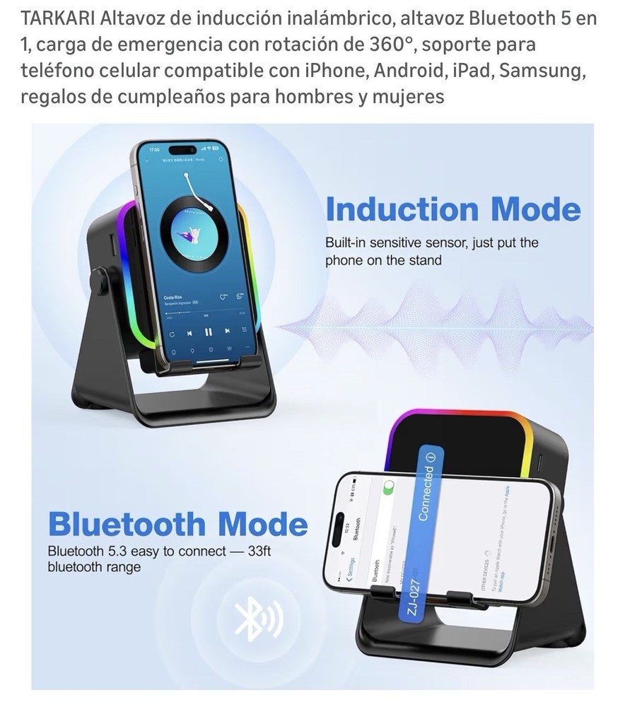 TARKARI Bluetooth Induction Audio Dock Emergency Charge for iPhone Android