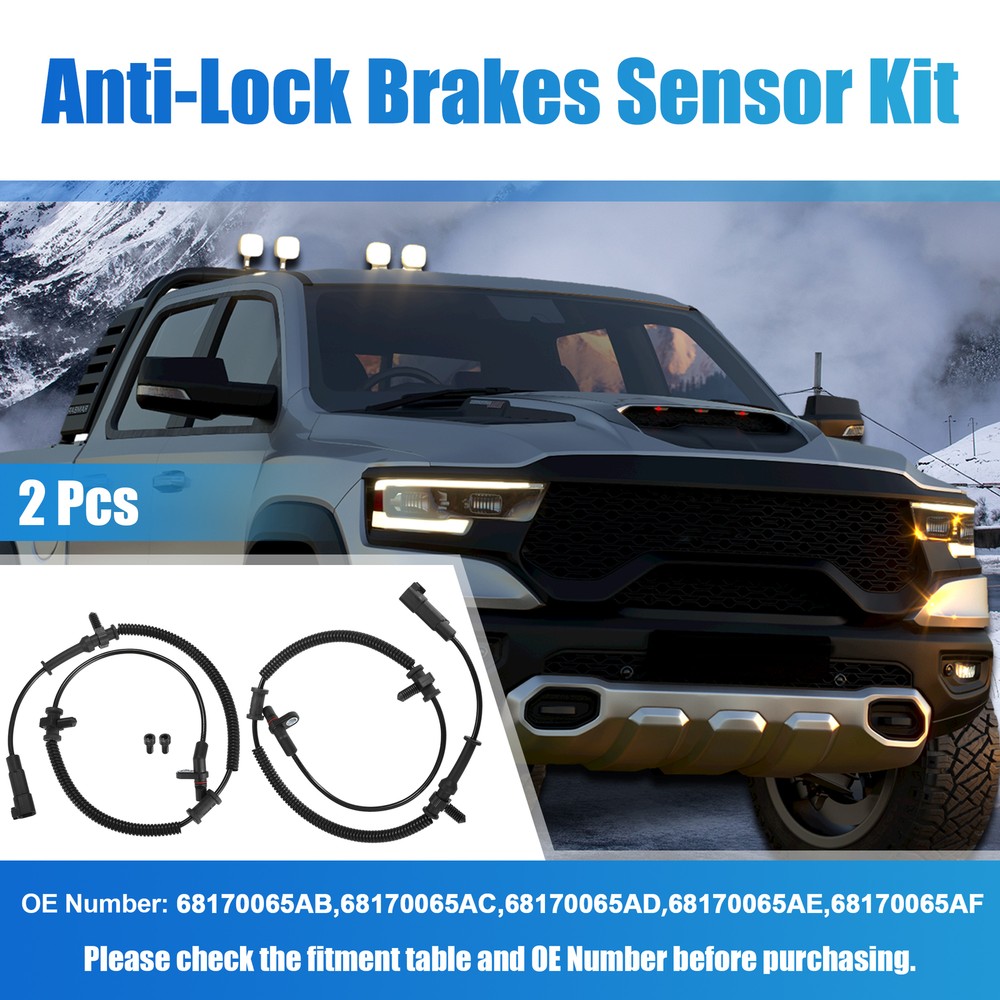 2pcs ABS Wheel Speed Sensor for Ram 1500 2013-2018 Front Left or Right Black