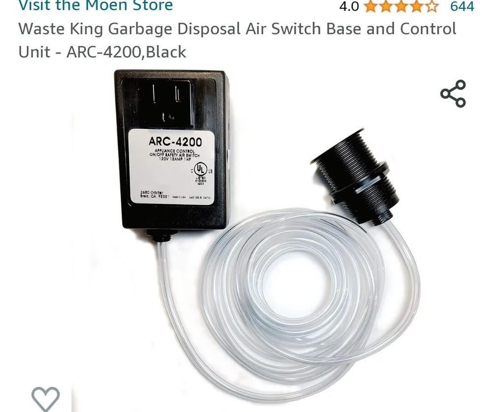 Moen ARC-4200 Garbage Disposal Air Switch Base & Control Unit