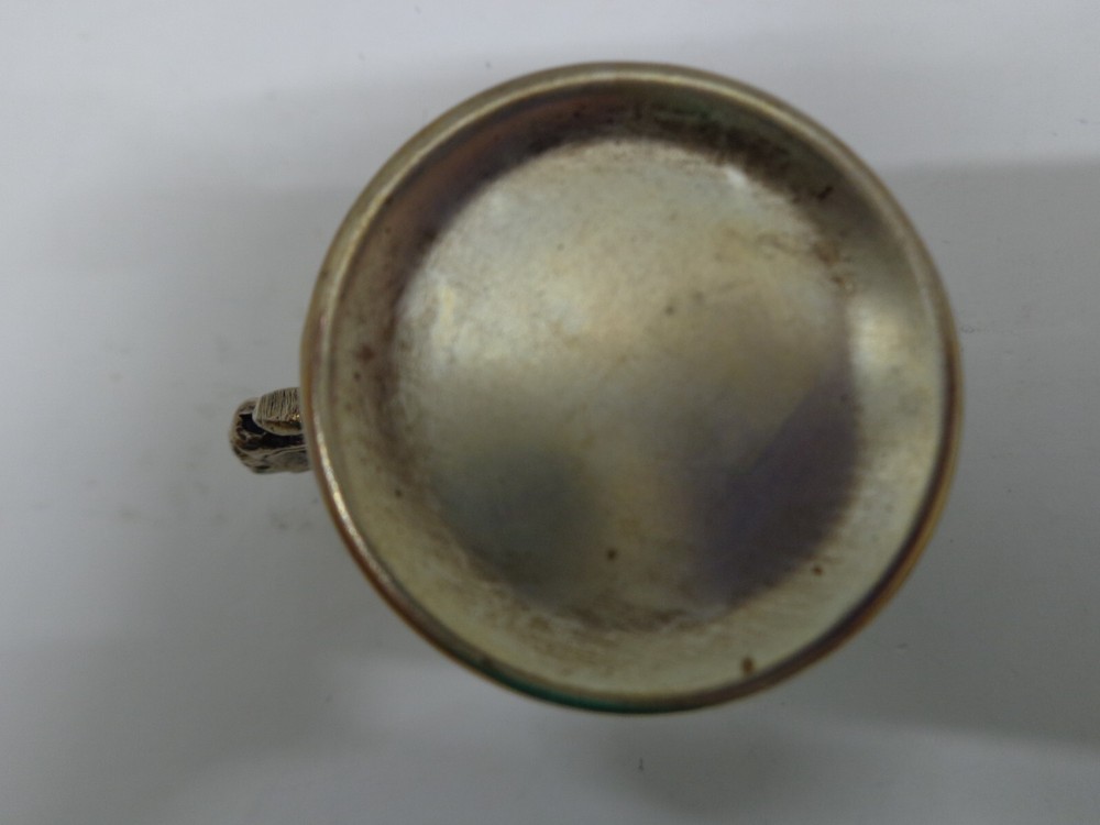 Antique Embossed Baby Cup with Bird on Scroll Handle