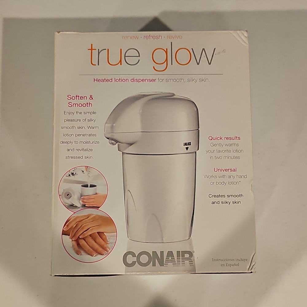 Conair True Glow Heated Lotion Dispenser White Portable & Compact