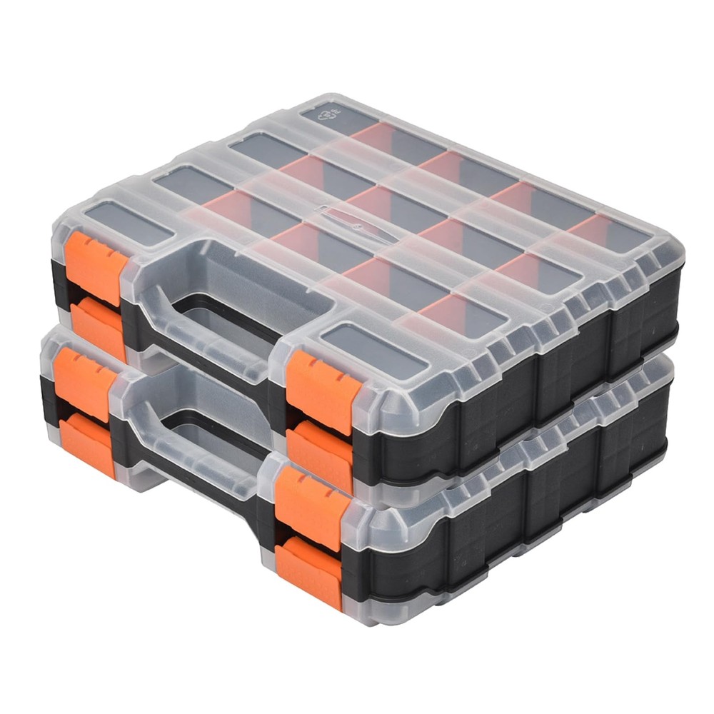 2 Pack Small Parts Organizer, 34-Compartments Hardware Organizer , Double Sid...