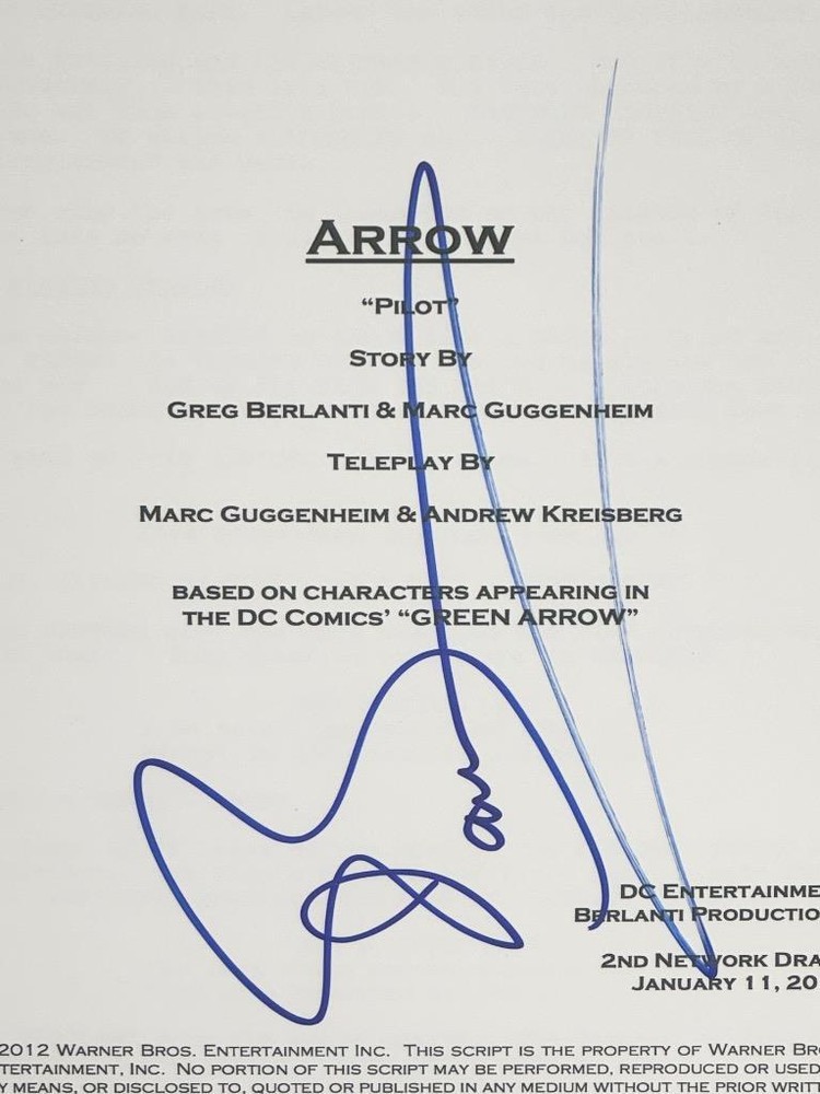 John Barrowman autograph signed Arrow TV script ~ Beckett BAS