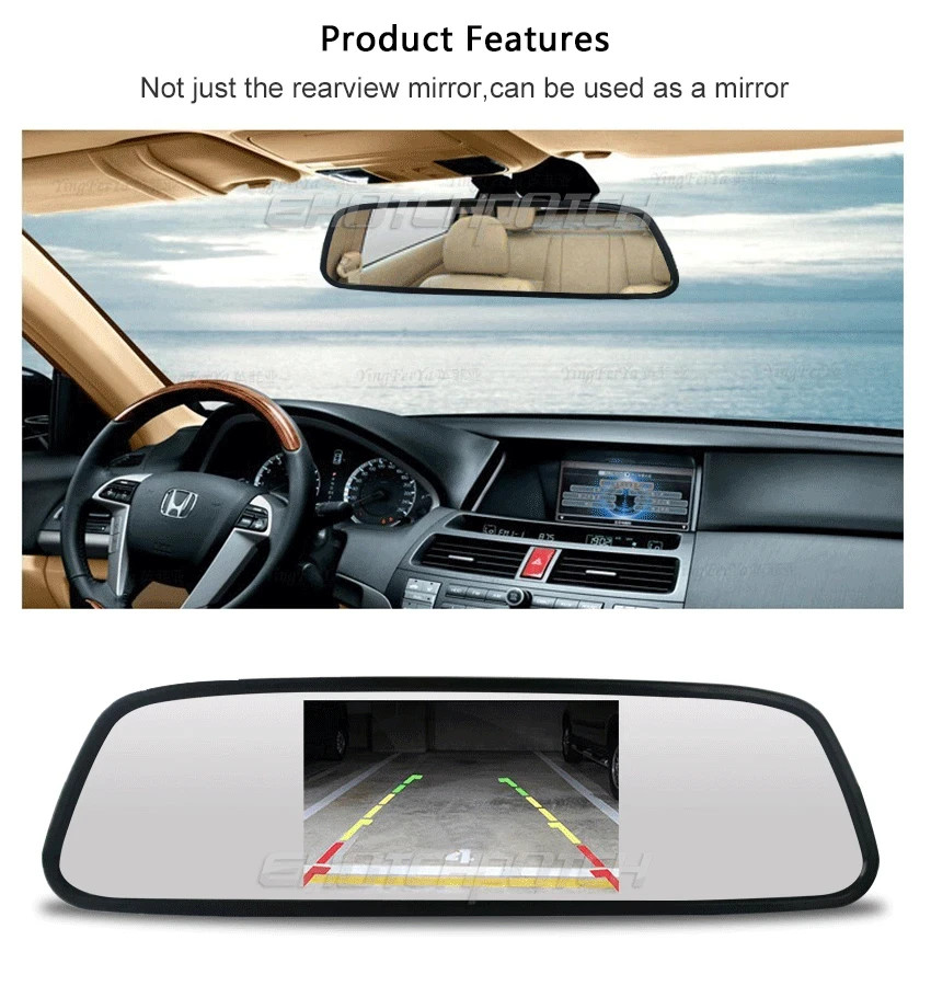 4.3" Backup Camera Mirror Car Rear View Reverse Night Vision Parking System Kit