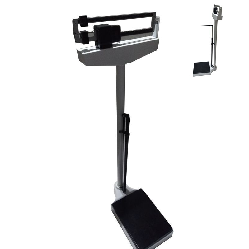 Double Scale Height & Weight Scale Pull Rod Physician Mechanical Scale 400 lb