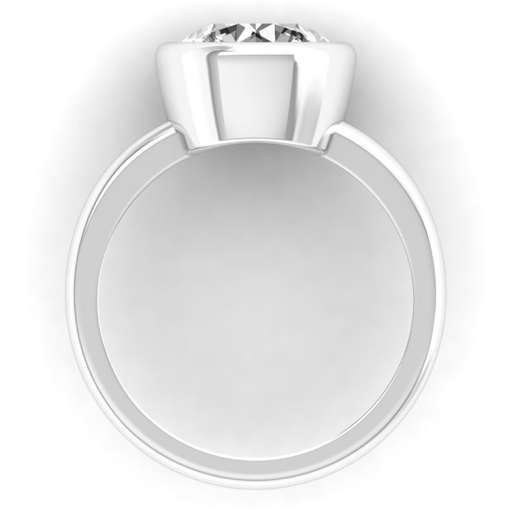 10 mm Round Cut Bezel Setting, 14K Solid White Gold Wedding Ring Setting
