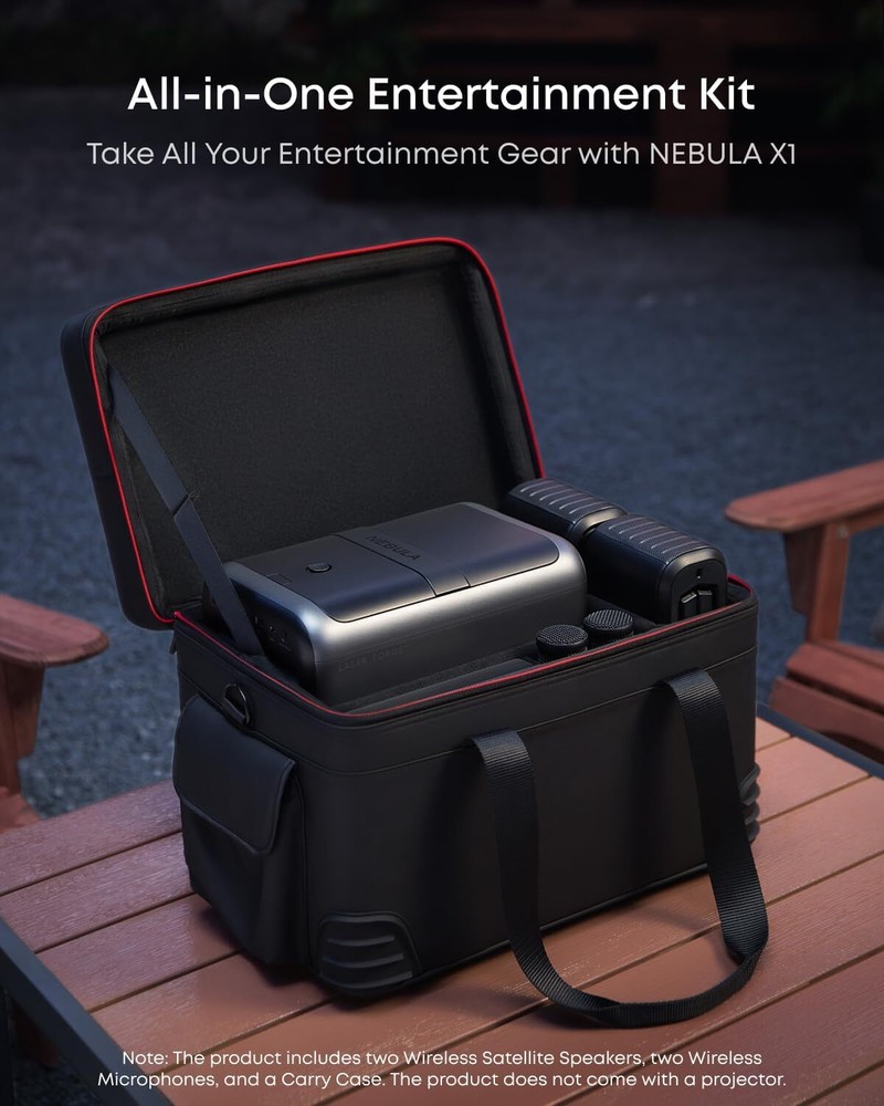 NEBULA X1 Projector Accessory w/Wireless Satellite Speaker Microphone Carry Case
