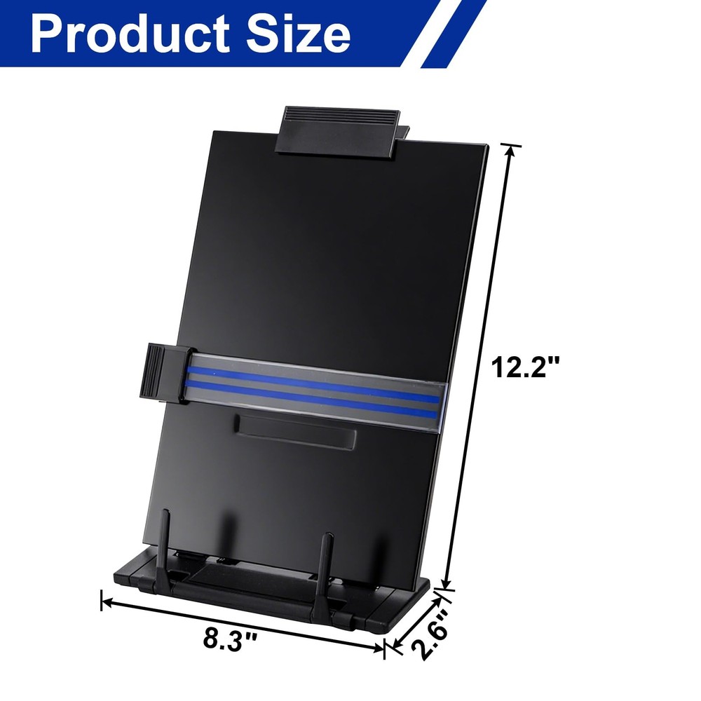 2 Pack Desktop Document Holder with Adjustable Clip and Line Guide, Portable ...