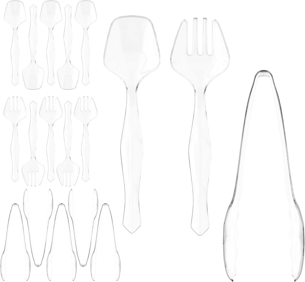 Clear Plastic Serving Utensils Set - 6 Clear Plastic Serving Spoons, 6