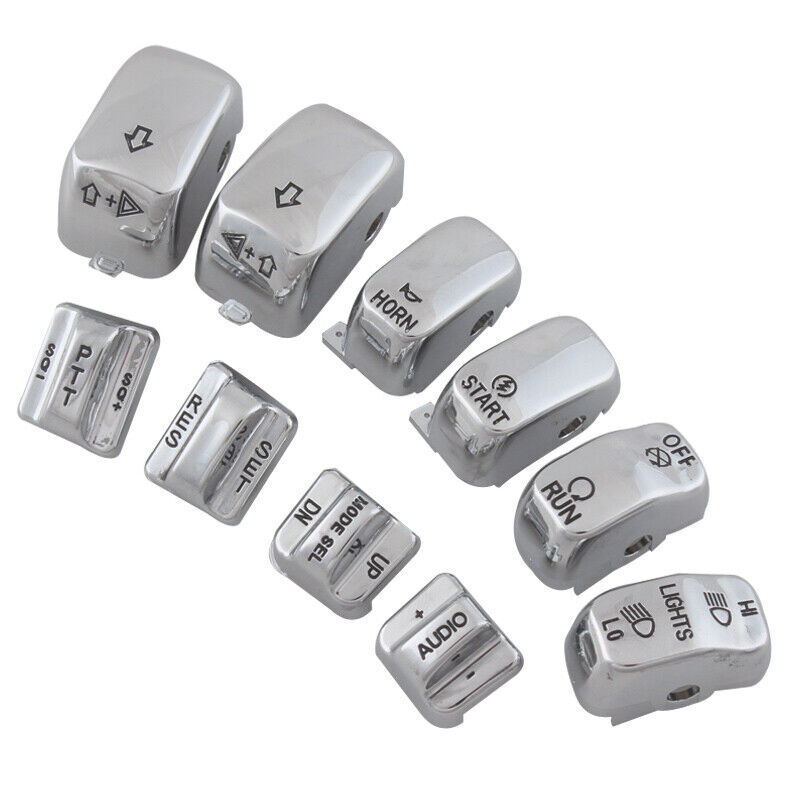 Chrome Hand Control Switch Housing Button Covers Caps Set Fit For Harley Dyna US