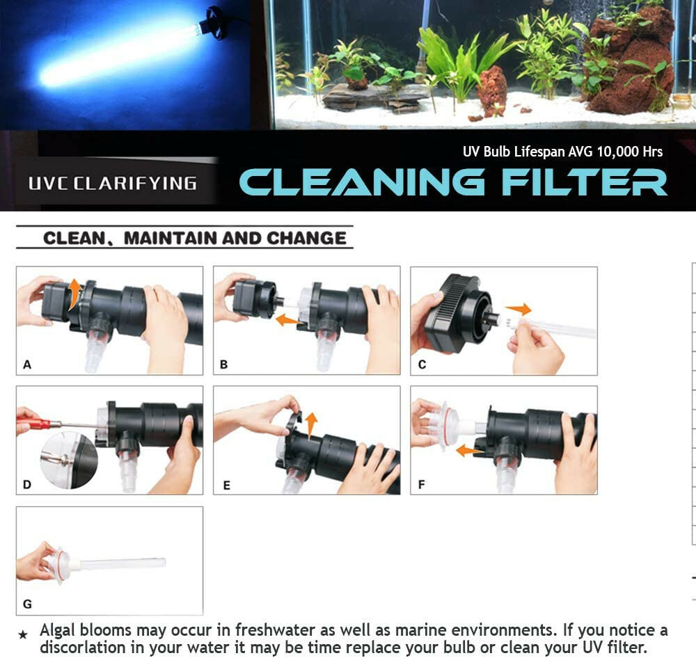 2PK - 9W UV Ultraviolet 2G11-4 Pin Base Algae Bacteria Clarifier Bulb