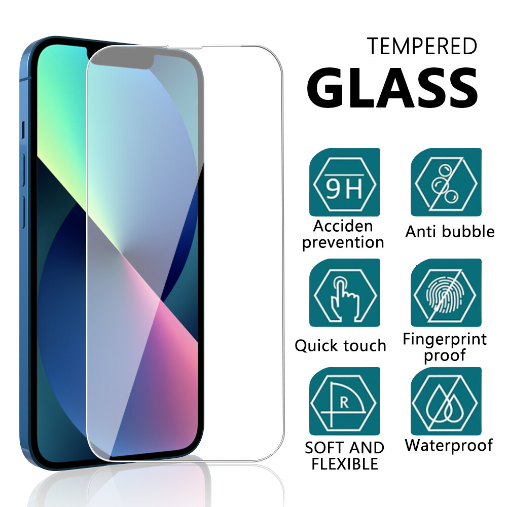 For Apple iPhone 13 Clear Screen Protector Tempered Glass,Camera Lens Protector