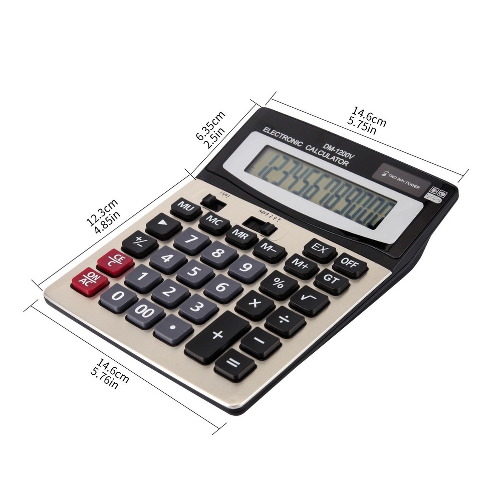 Large Desktop Calculator with 12-Digit Widescreen Display and Large Plastic B...