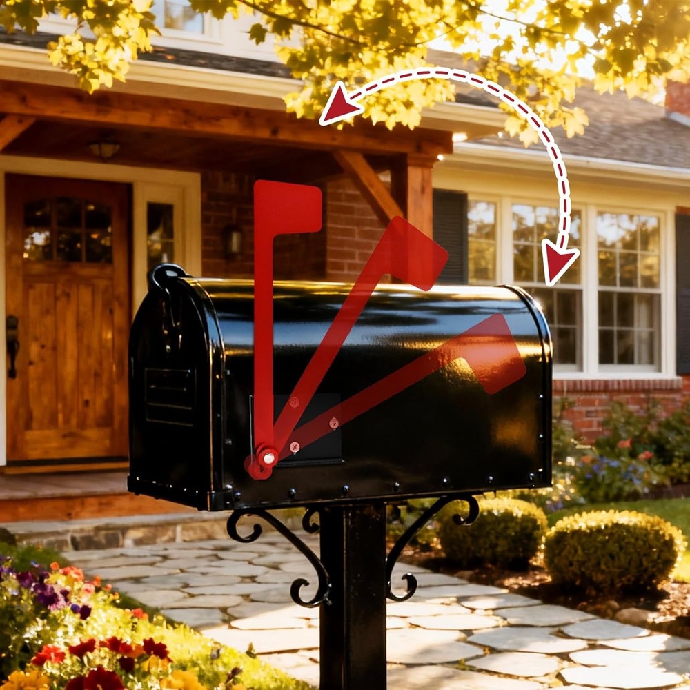 Mailbox Flag Replacement Kit - Galvanized Steel Holder for Red