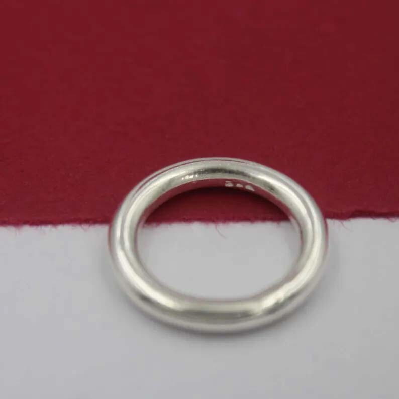 Solid 925 Sterling Silver Mini Statement Band Vintage Style Antique Wire Ring