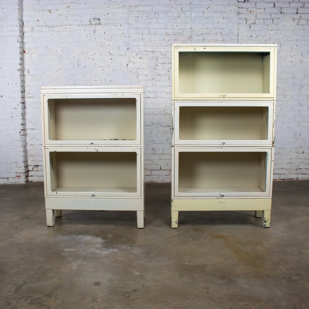 Industrial Rustic Pair Modular Stacking Barrister Bookcase by Globe-Wernicke