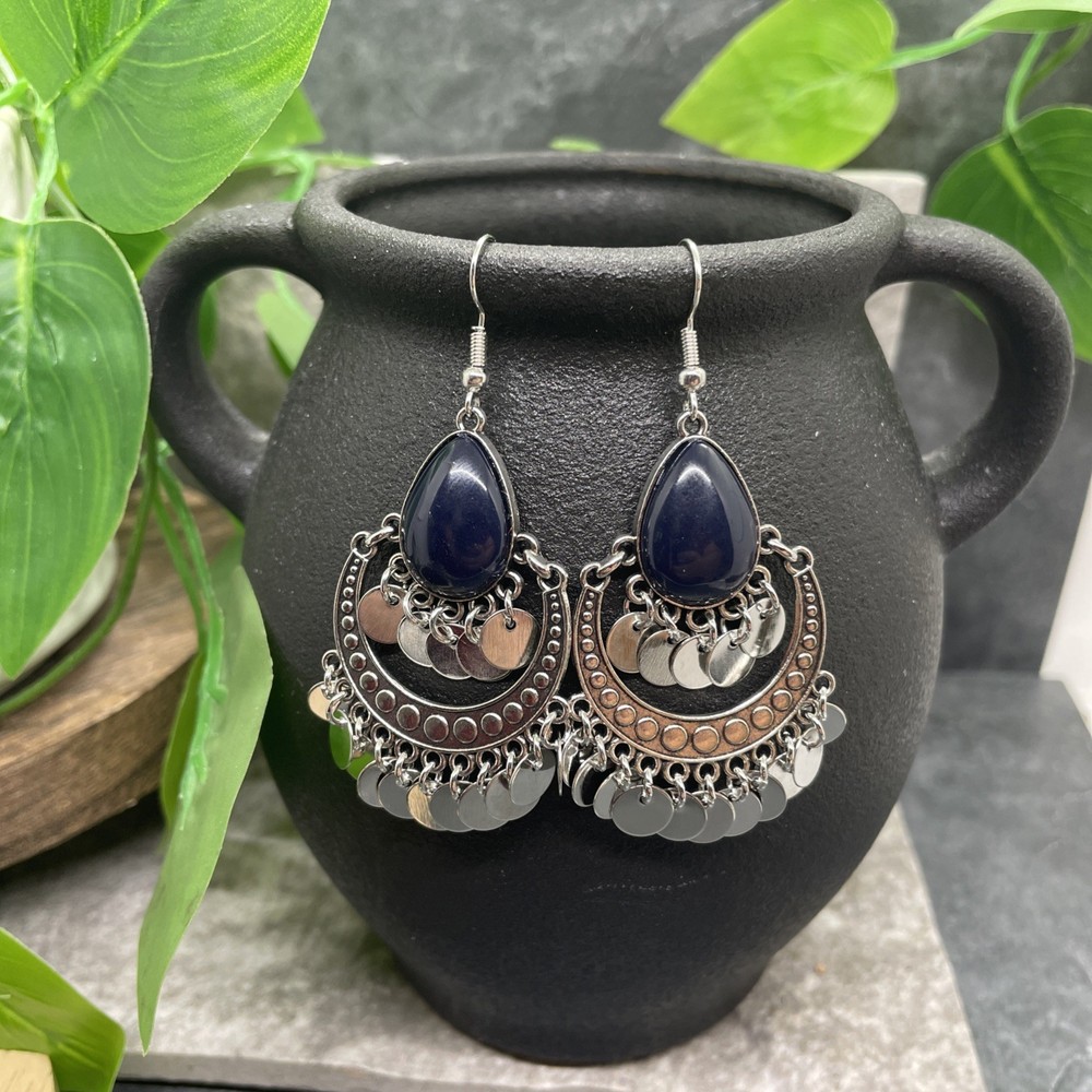2.85” Silver-tone Boho Retro Earring Set Drop Dangle New Free Ship B6392