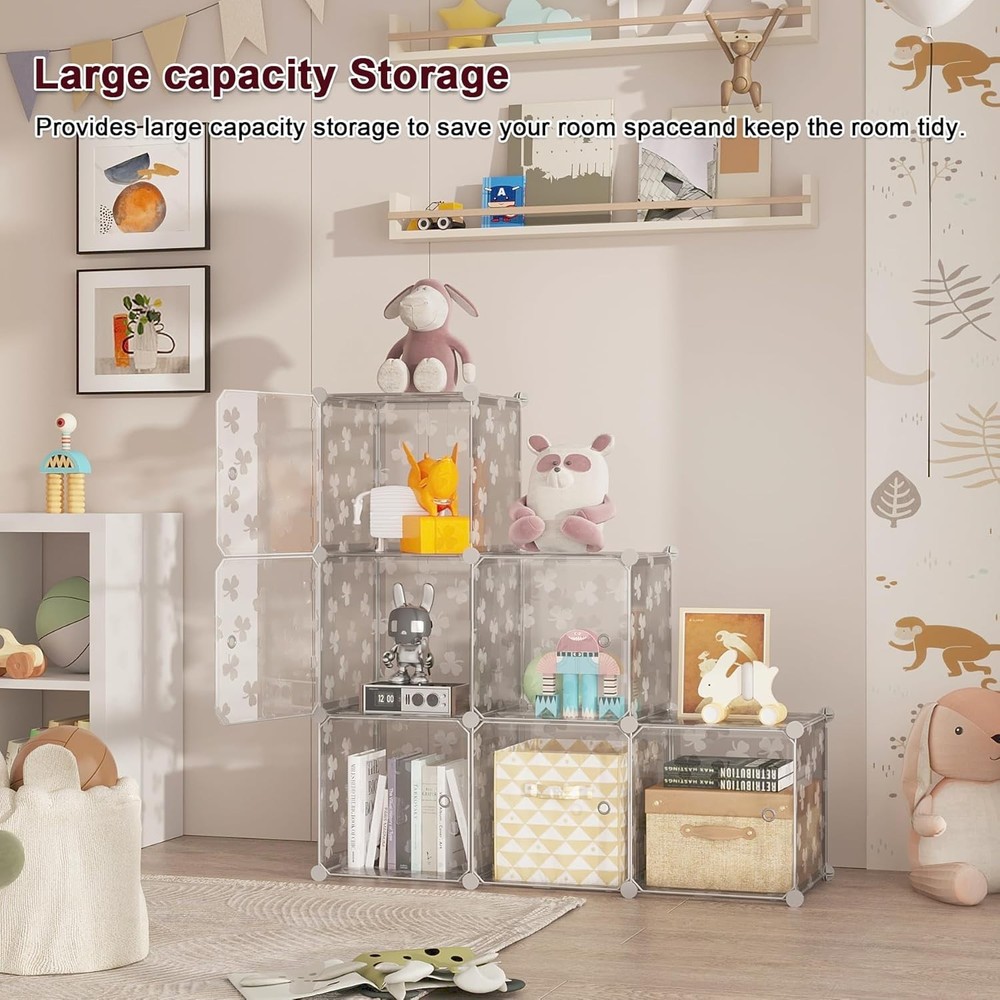 Cube Storage Organizer W/ Doors 6-Cube Shelves DIY Plastic Modular Bookshelf