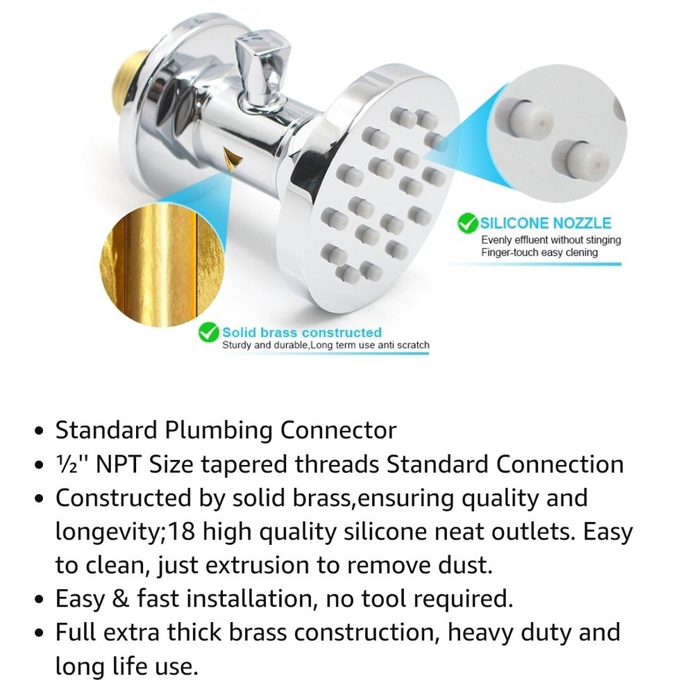 Solid Brass Shower Body Spray Massage SiNGLE Sprayer Chrome