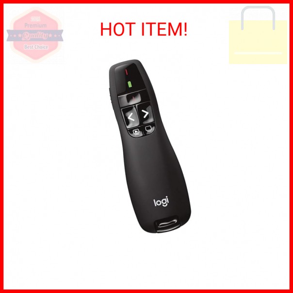 Logitech Wireless Presenter R400, USB-A PowerPoint Clicker with Laser Pointer, W