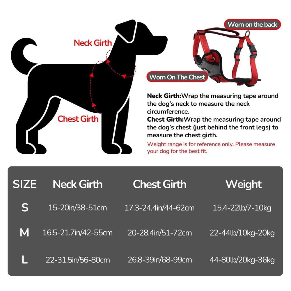 Dog Harness with Handle, No Pull Reflective Vest Harness for Medium Large Dog...