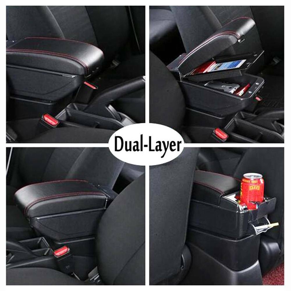 For 2002-2008 Honda Fit/Jazz Leather Central Console Armrest Storage Compartment
