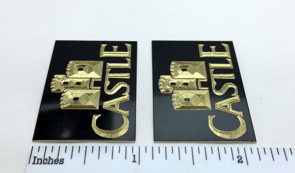 Castle Acoustics Speaker Badge Custom Engraved Solid Brass Pair