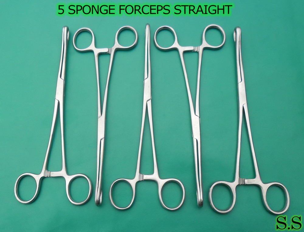 5 NEW 9.5" SPONGE FOERSTER FORCEP FORCEPS MIRROR FINISH