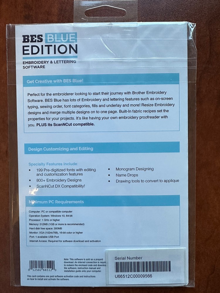 Brother BES Blue Edition Embroidery & Lettering Software