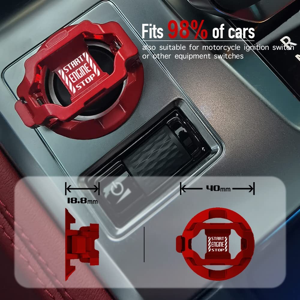 Red Push Start Button Cover for Car - Engine Stop Protector Accessory Push
