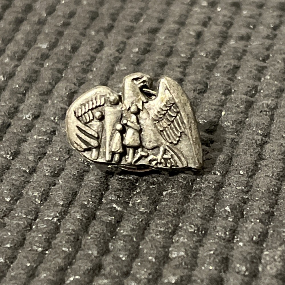 Pewter Eagle People under wing lapel pin 58