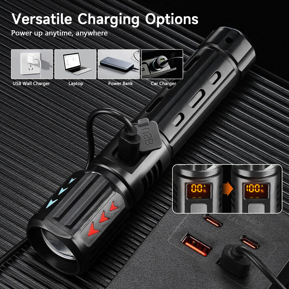 2 Pack LED Super Bright Flashlight Torch Tactical Lamp Zoomable 3 Modes Camping