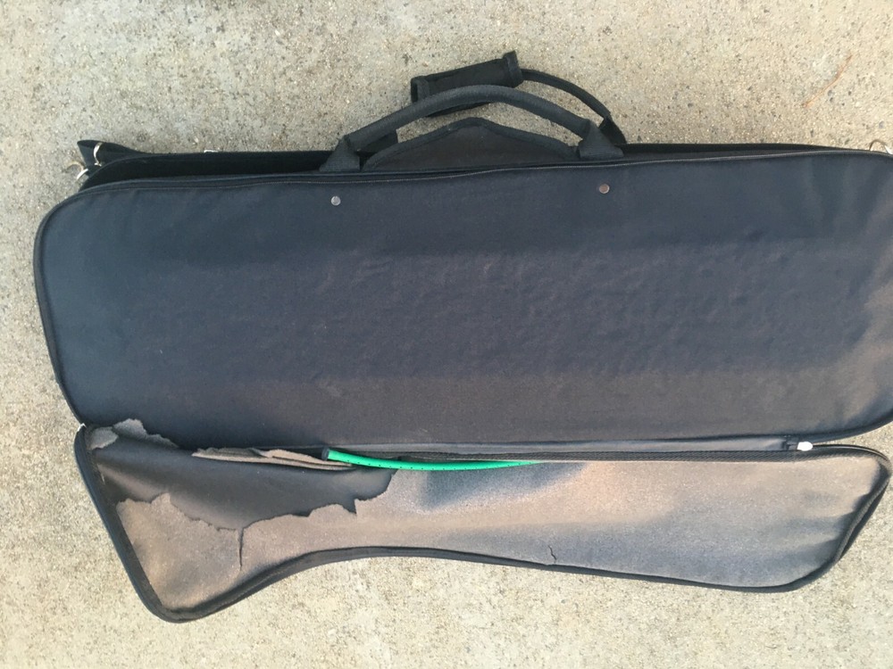 Violin Case Bag Zipper Backpack Strap Softcover Black Cloth Plastic Handle