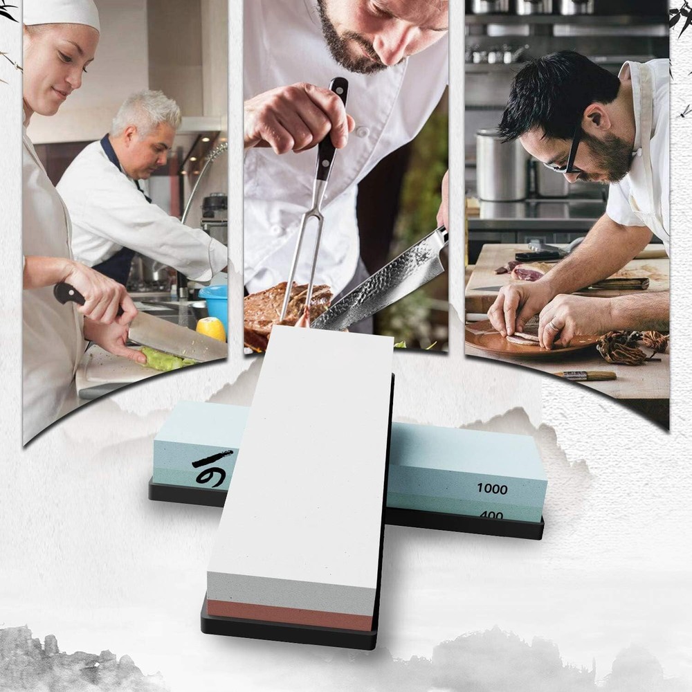 Razor Sharp Knife Sharpening Stone Set – Safe & Easy with Cut-Resistant Gloves