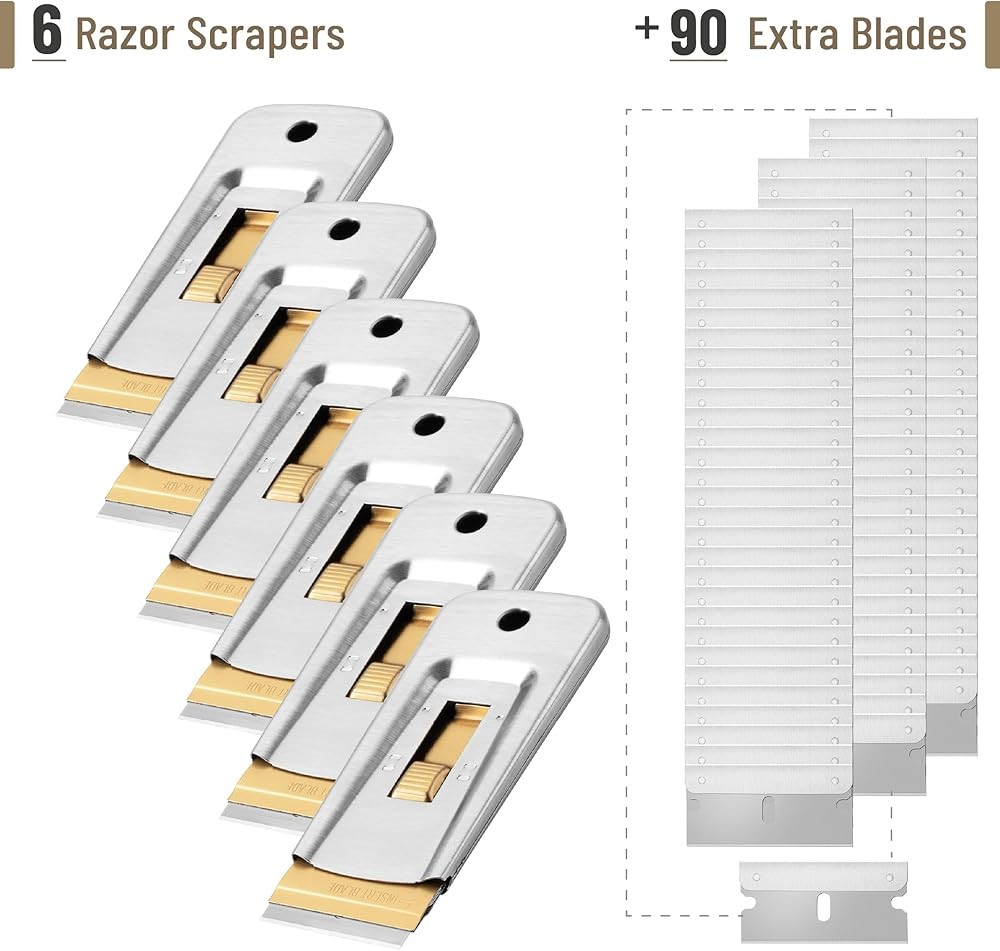 Bates- Metal Blade Scraper,30 Extra Blades, Scraper for Cleaning,