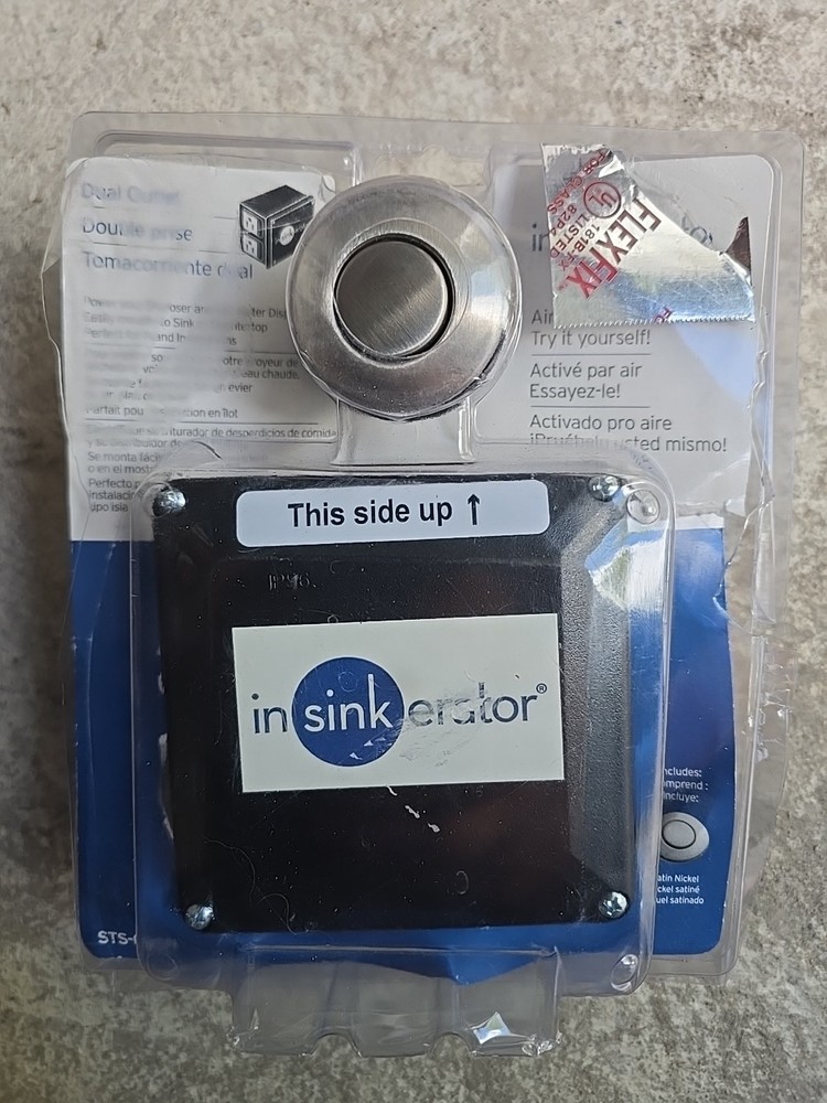 InSinkErator STS-OOSN SinkTop Satin Nickel Button Dual Outlet Switch 2336