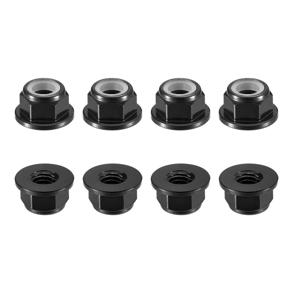 Nylon Insert Hex Lock Nuts, 8pcs - M4x0.7mm Self-Locking Nut(Black)