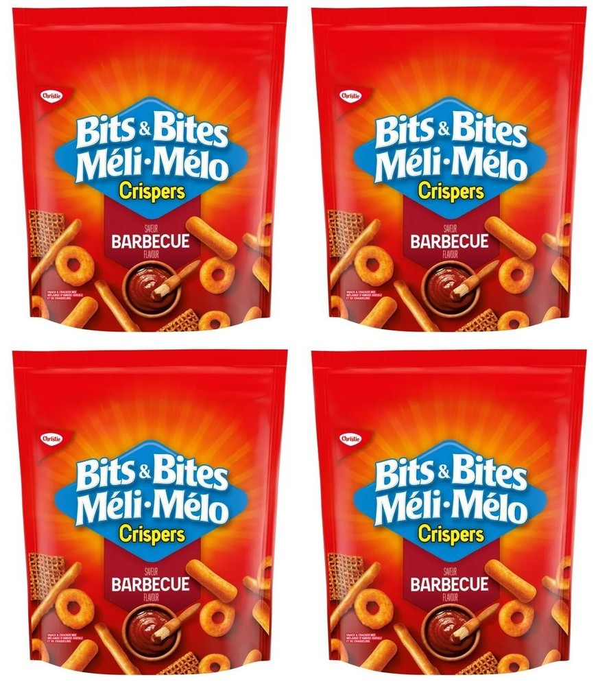Crispers Bits & Bites BBQ Snack and Cracker Mix, 145g (4 Pack)