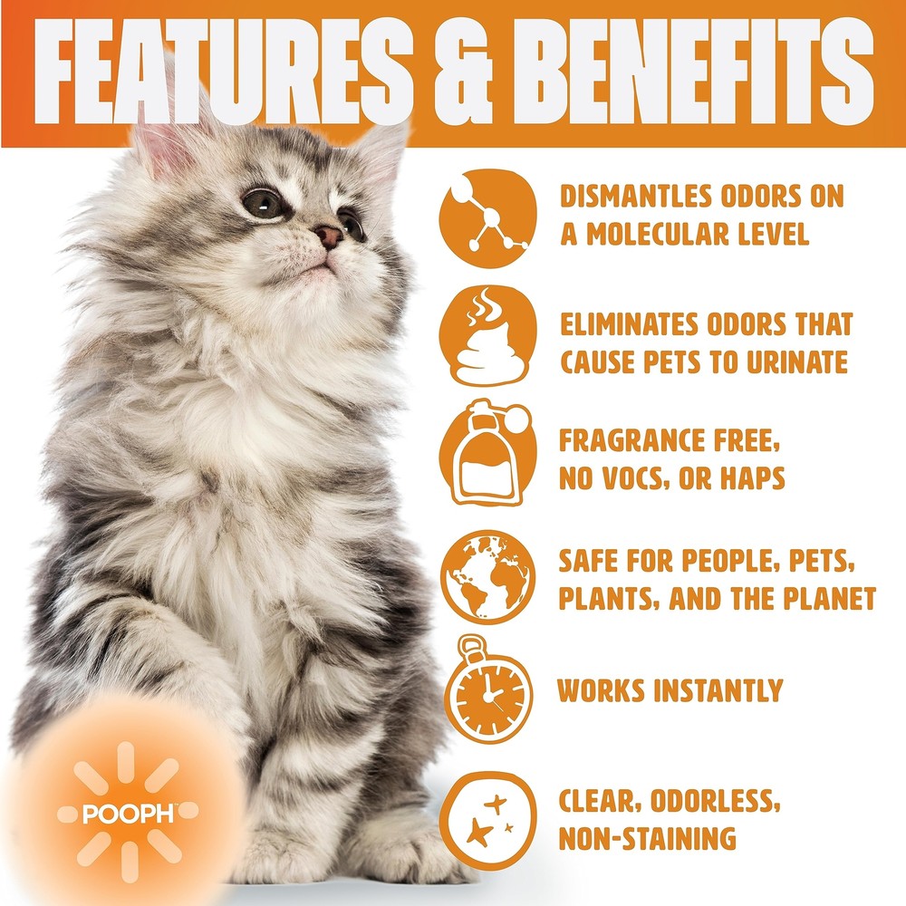 Kitty Litter Box Deodorizer, 32oz Spray - Dismantles Odors on a Molecular Bas...