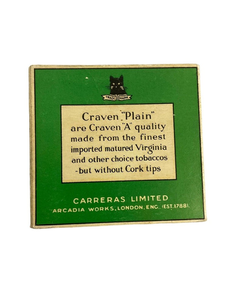 WW2 British Craven Plain Cigarettes Box EMPTY