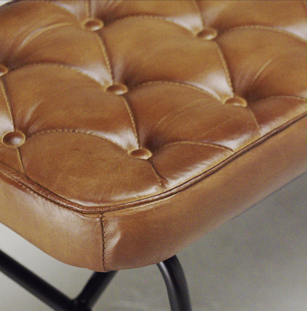 Denton leather bench-Antique finish, no back