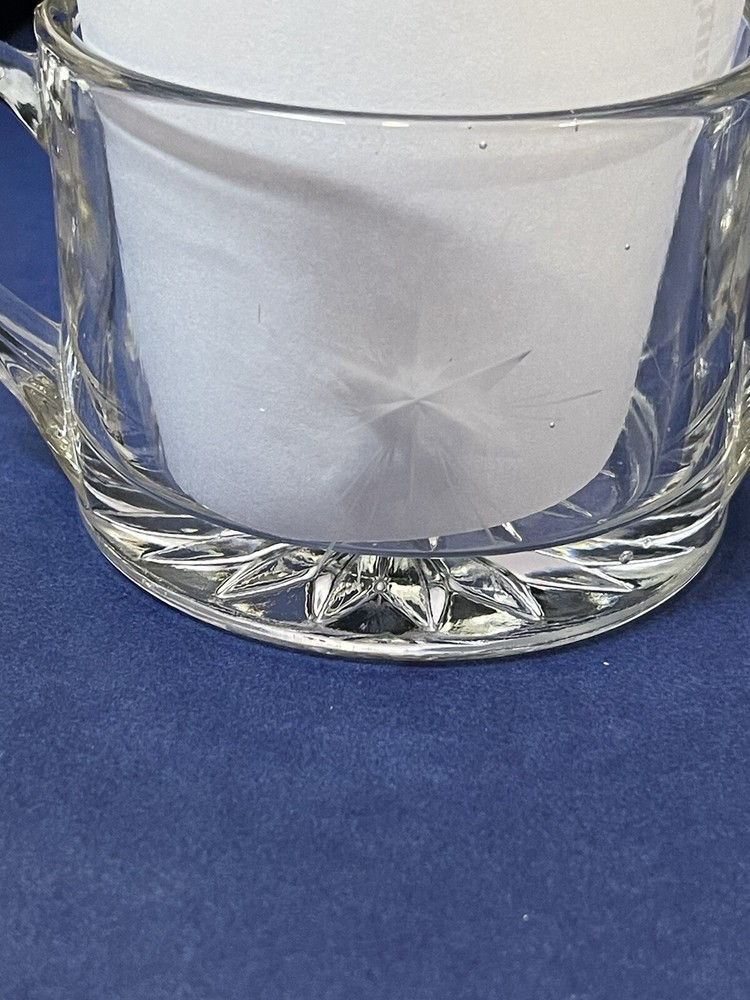 VTG Clear Etched Glass-Atomic Starburst Pattern Open Creamer & Sugar Set