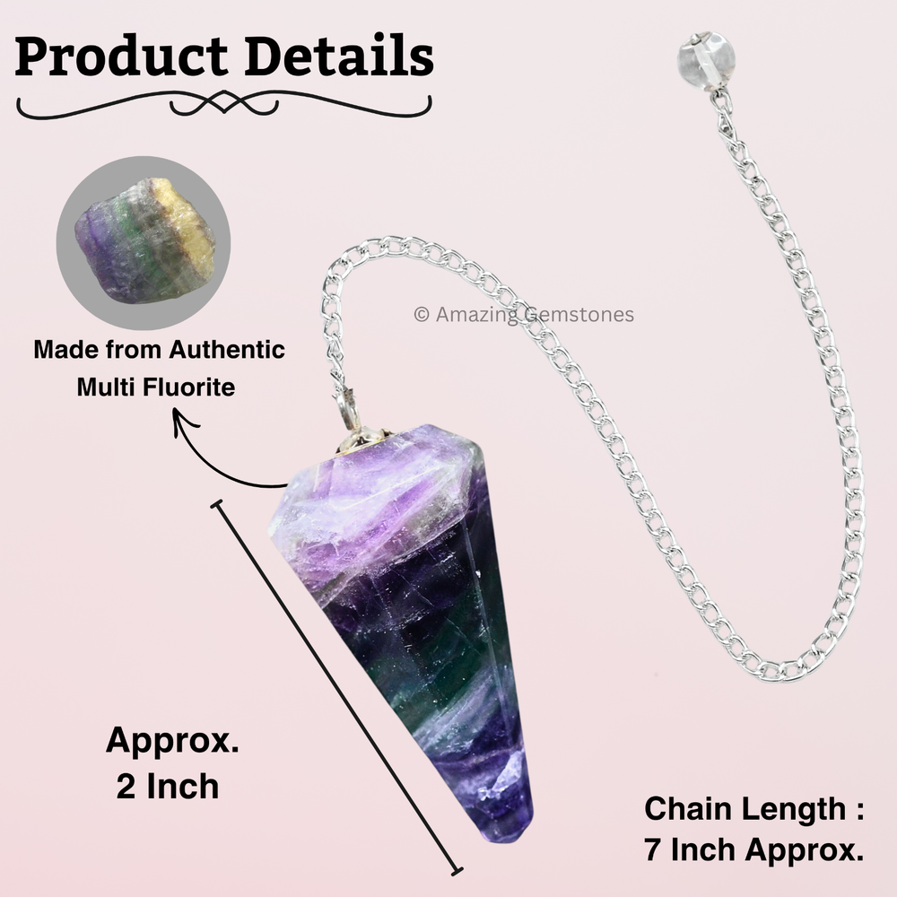 Multi Fluorite Dowsing Crystal Pendulum