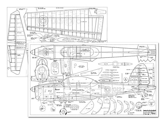 Chipmunk 86" Wingspan RC Model Airplane Printed Plans & Templates