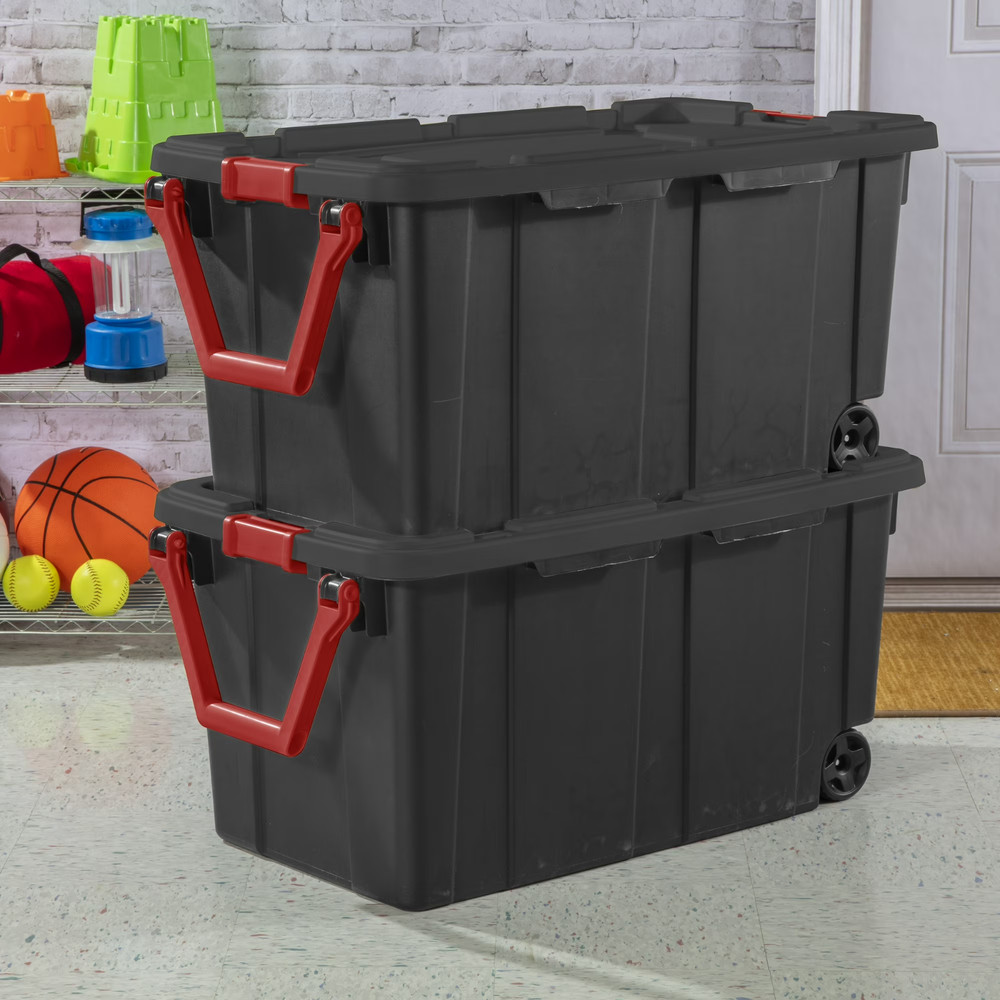 2Pack Extra Large Storage Bin, 40 Gallon Wheeled Plastic Storage Container