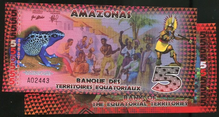 Equatorial Territories, Amazonas, 5 Francs, POLYMER, 2014, UNC